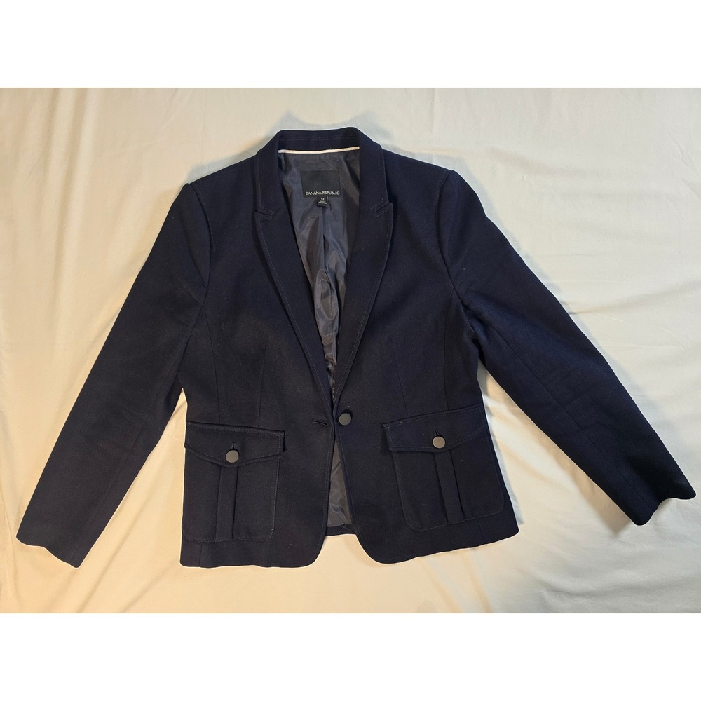 Banana Republic Womens Navy Blue Utility Blazer Jacket Size 12 469958-00‎ Cargo